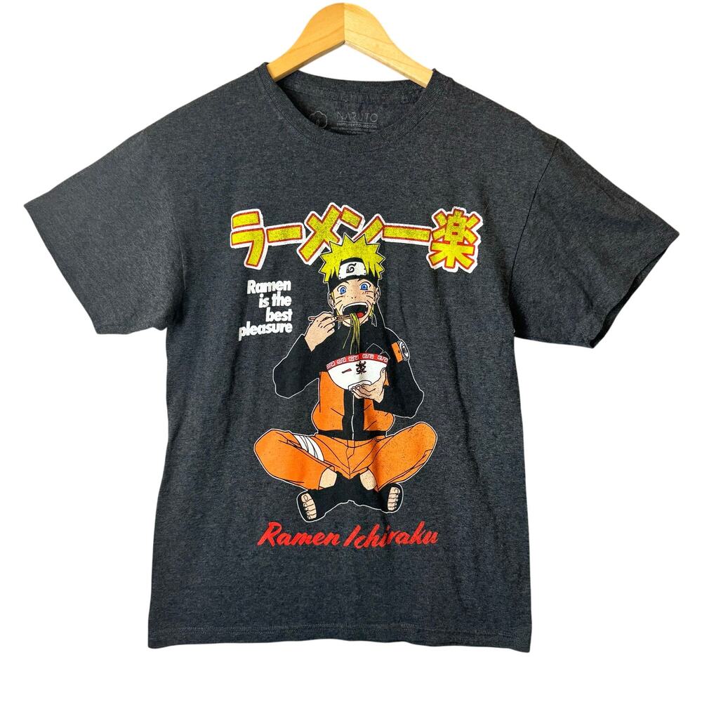 Ramen Noodle Graphic T-Shirt Funny Gag Gift Mens Small Black Cotton Naruto
